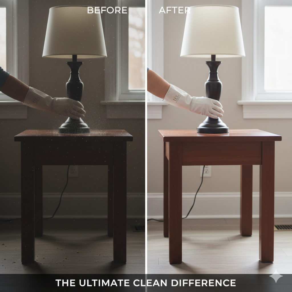 Clean bright living room showing the invisible difference